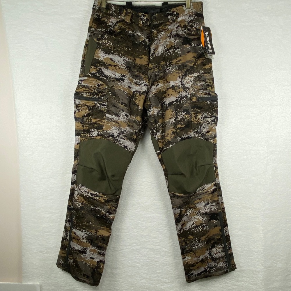 New Huntworth Mens Medium Disruption Digital Camo Fleece Lined Hunting Pants